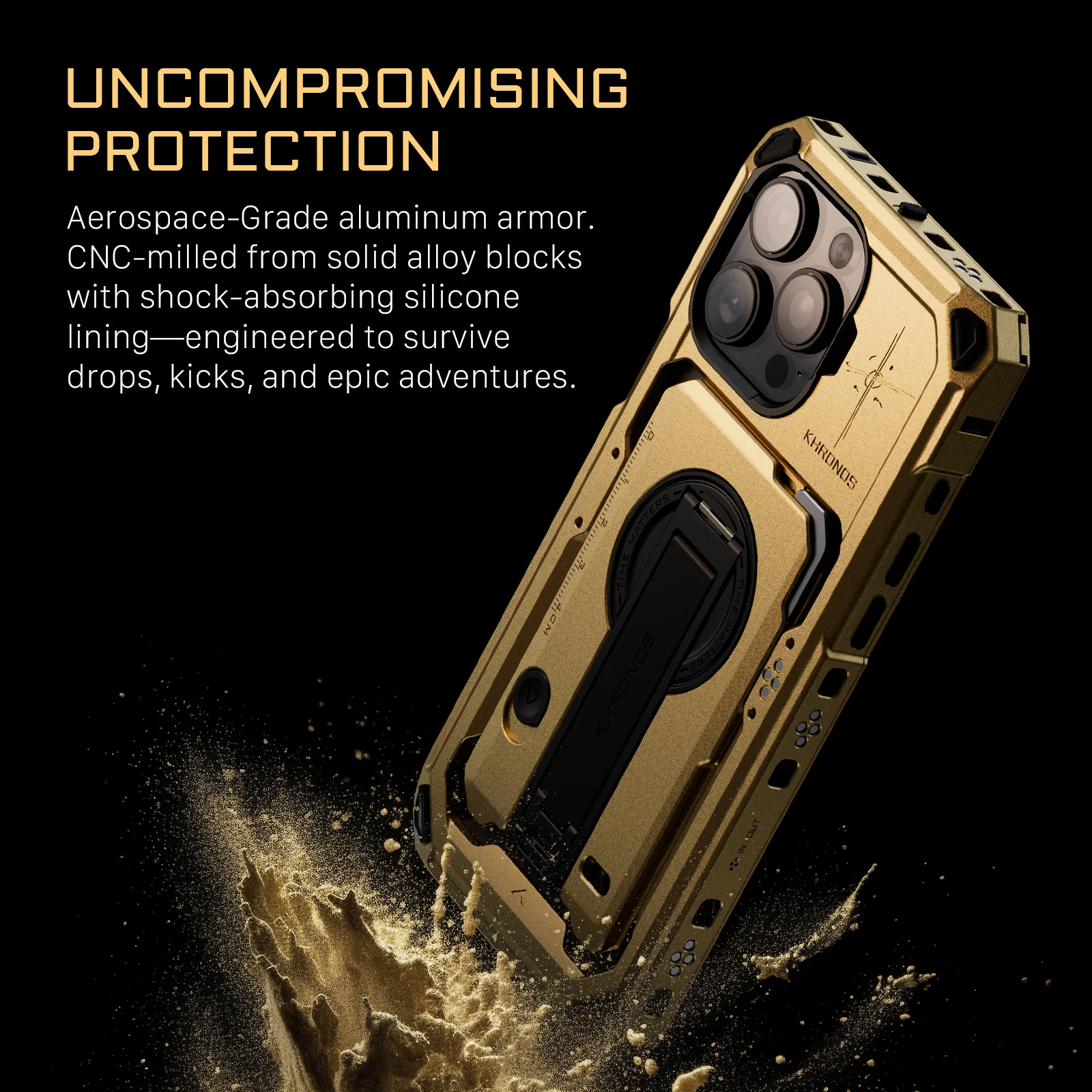 TILTA Khronos x On the Roam Cage Kit لهاتف iPhone 16 Pro/Pro max Kit iPhone مع حافظة بطاقات مغناطيسية - ذهبي