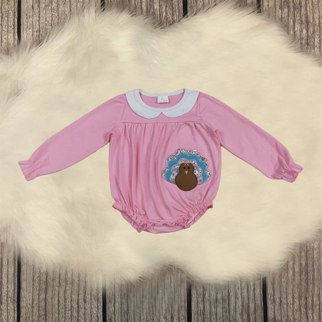 

Baby Girl Toddler Thanksgiving Autumn New Jumpsuit Children Floral Turkey Romper Newborn Coverall Fall Cotton Bodysuit Wholesale