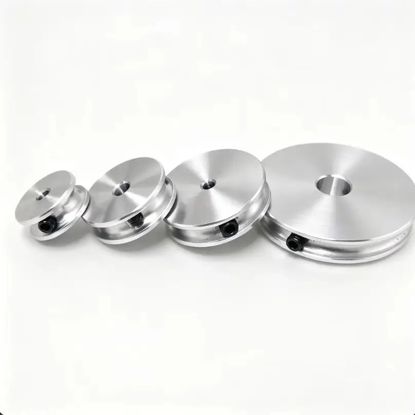 8mm Groove U-Groove Aluminum Pulley Single Groove O Belt Pulley with Set Screw OD20/30/40/50/60/80mm DC Motor Transmission Wheel