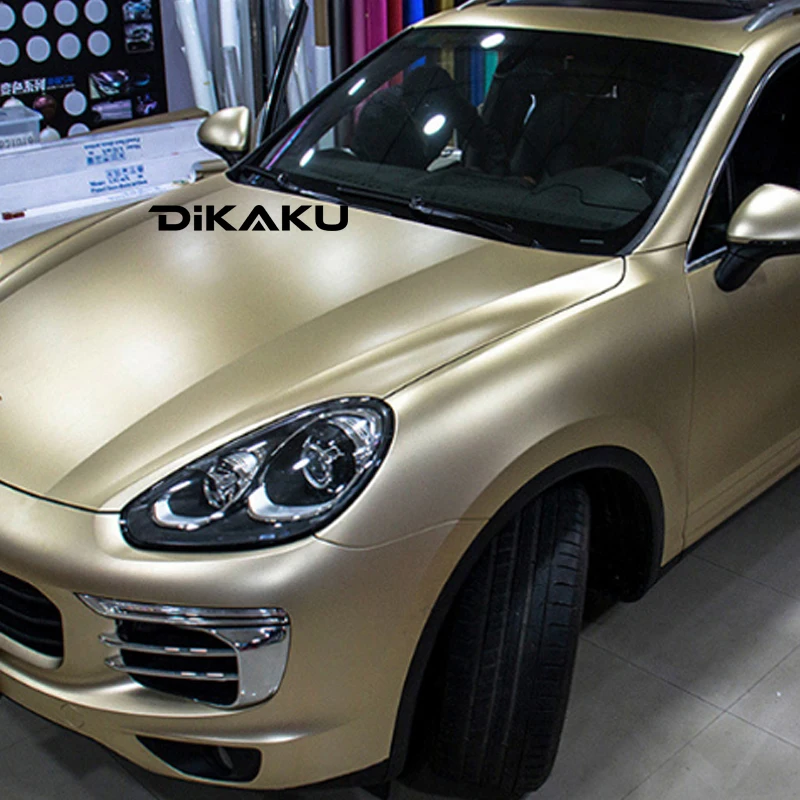 Premium Stain Matte Champaign Gold Vinyl Wrap Foil With Air Free Bubble For Vehicle Car Wrapping Decal