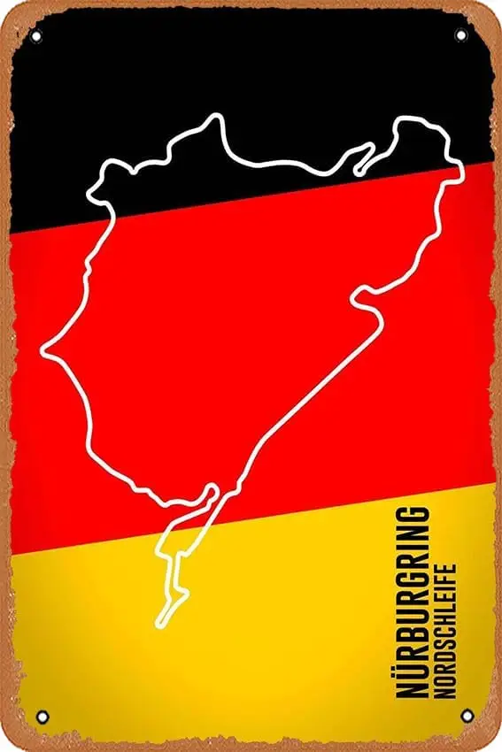 Metal Signs - Racetracks Flag Edition Nurburgring - 8x12 inches Metal Poster. sign
