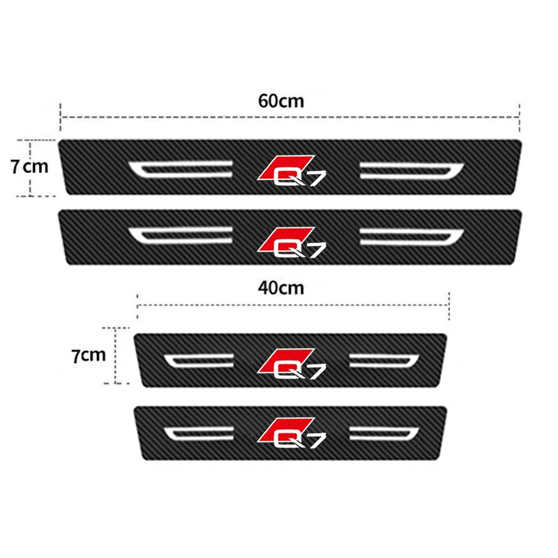 Car Door Threshold Protective Anti Scratch Stickers Decals Styling for Audi Q7 Logo Trunk Doorsill Bumper Strips Tape Decor