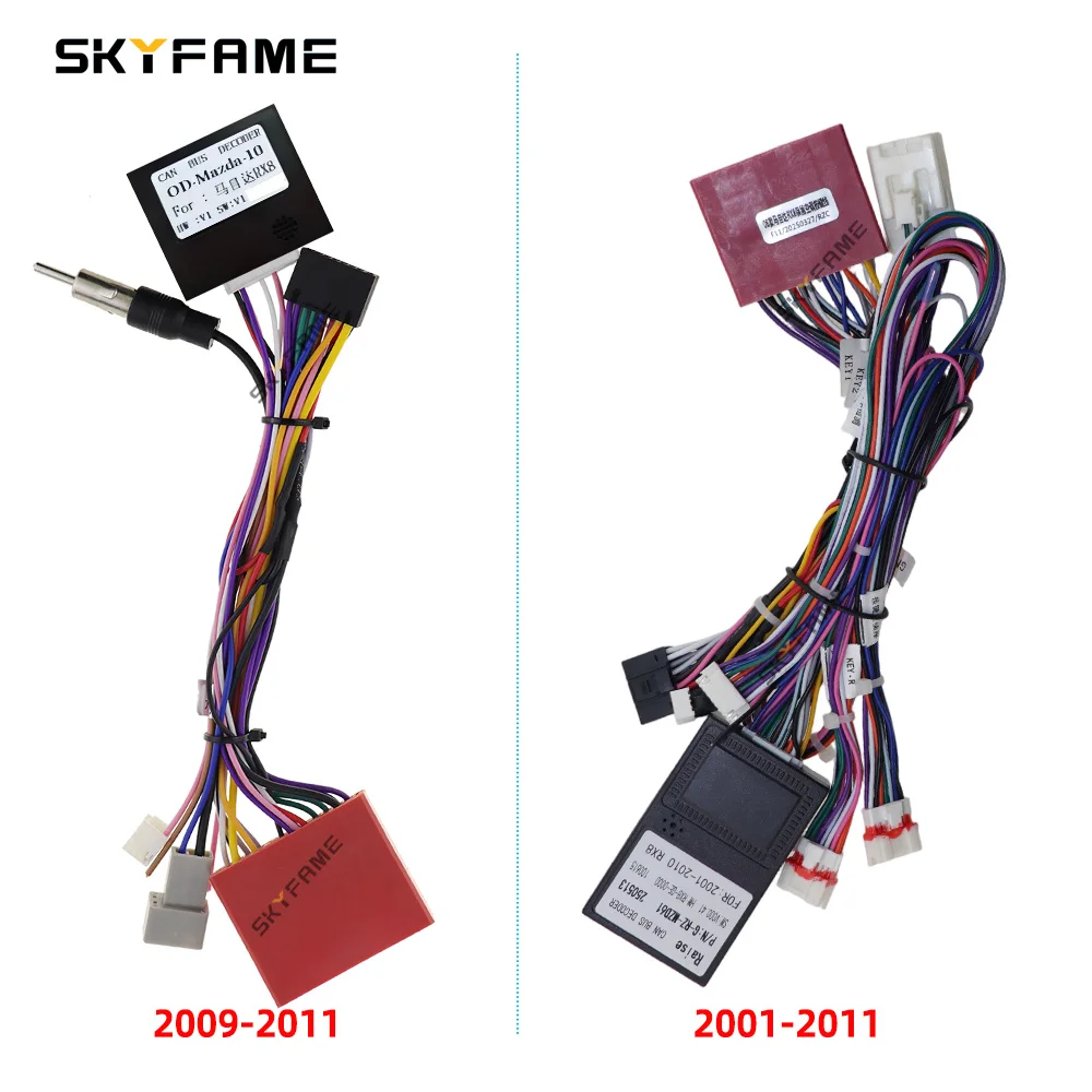 

SKYFAME Car 16pin Wiring Harness Adapter Canbus Box Decoder Android Radio Power Cable For Mazda RX8