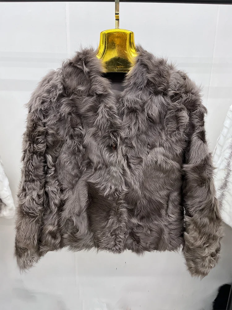 New Autumn Winter Natural Lamb Fur Coat Women Female Real Sheep Fur Leather Women's Clothing Outerwear Jacket