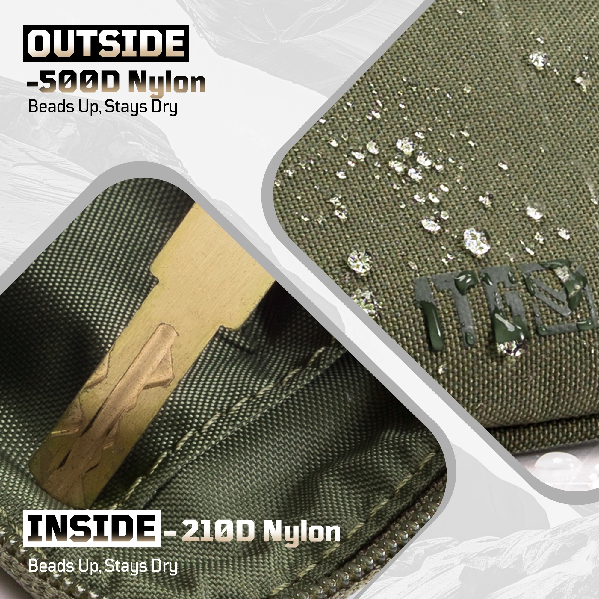 Bolsa de moedas tática 1tg, carteira minimalista 500d, porta-cartão de identificação, bolsa de dinheiro, bolsa tática com zíper ykk