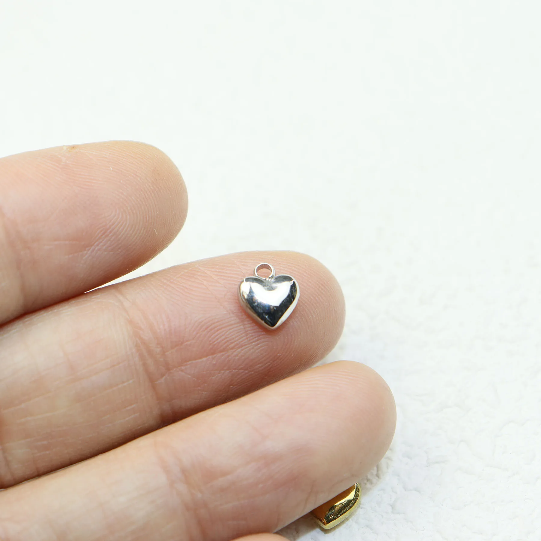 5pcs Stainless Steel Heart Jewelry Charms Pendant DIY Handcraft  Vacuum Plate Waterproof Antiallergic