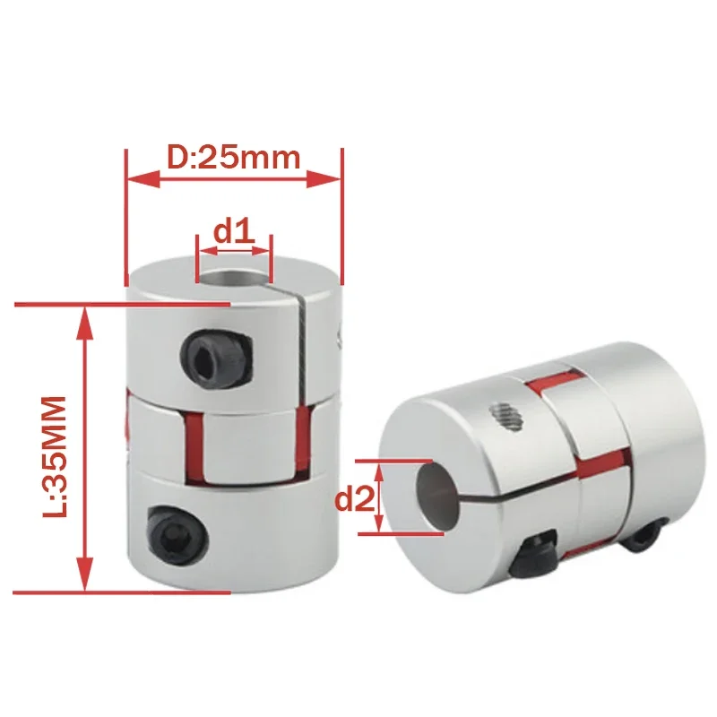 D25 L35 5/6/6.35/8/9.525/10/12/14mm Three Jaw Coupler Aluminium Plum Shaft Motor Connector Flexible Coupling