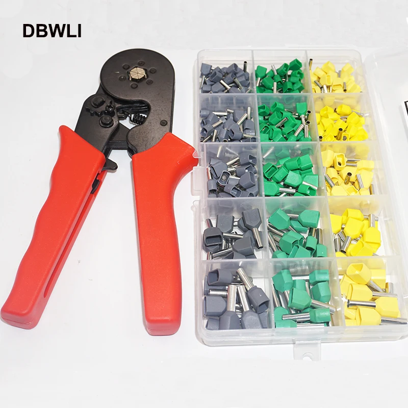 300pc TE2510 TE4012 twins Dual Bootlace wire ferrules teminator Kit Electrical Crimp Dual entry cord end wire terminal connector