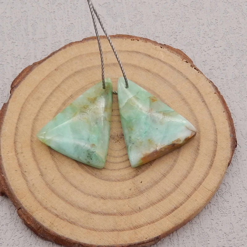 Natural Stone Chrysocolla Earring Beads,Fashion Jewelry DIY Gemstone Earrings Accessories For Women 26x20x5mm 6g