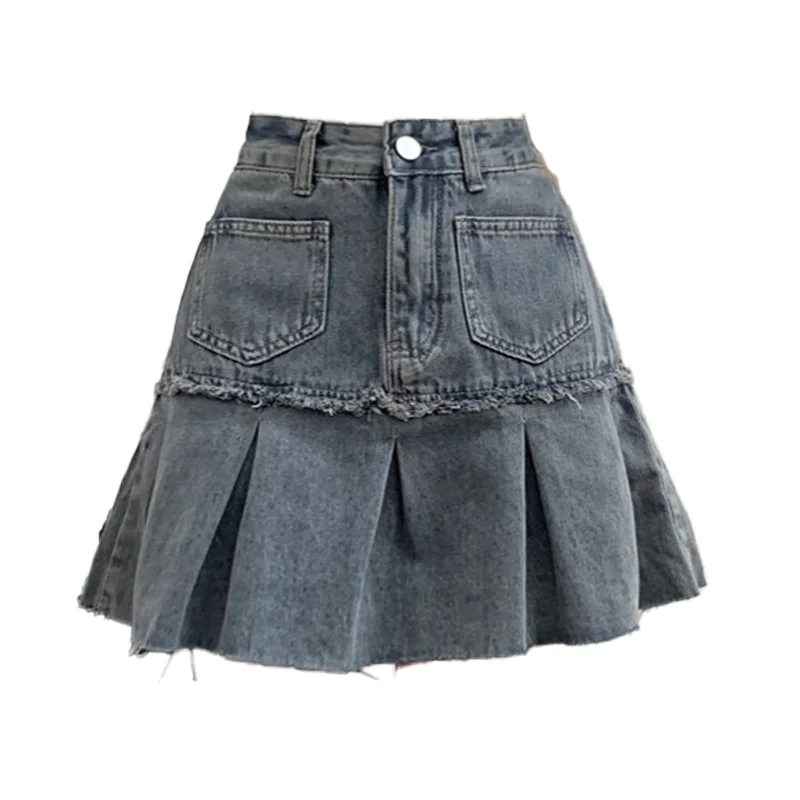 

Women's Blue Denim Short Skirt Y2K Korean Version Harajuku Aesthetics Streetwear High Waisted Mini A-line Skirt 2025 Clothing