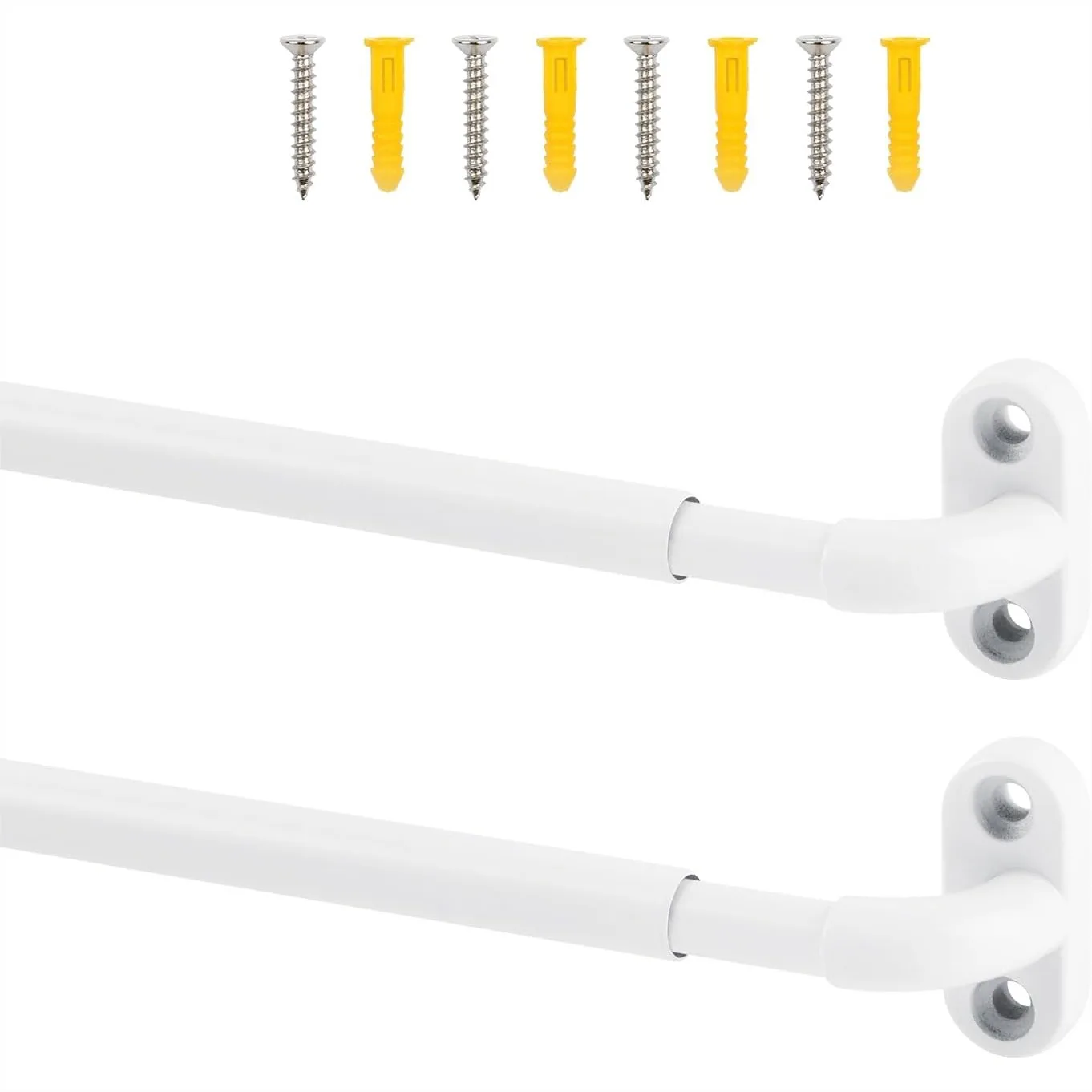 Adjustable Sash Curtain Rods 30-40 Inch, 2 Pack Screwed French Door Curtain Rod with 3/8 In. Diameter for Small Windows, White