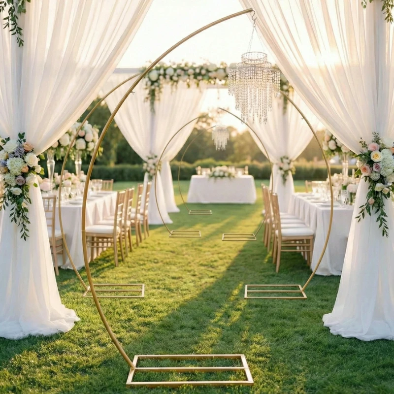 

Romantic Arches for Wedding, Outdoor Stage Aisle, Walkway Decoration, Metal Pendant Arch , Road Guide, Flowers Chandelier Stand