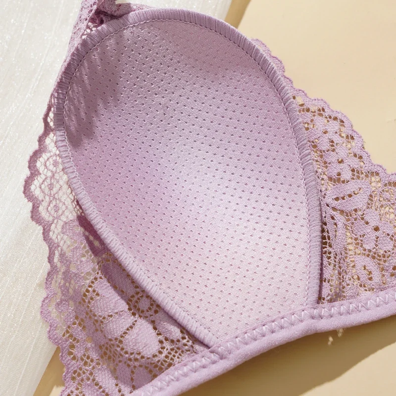 Женский ультратонкий бюстгальтер с треугольной чашкой и кружевной передней пряжкой без косточек, красивый бюстгальтер с открытой спиной и регулируемыми тонкими бретелями