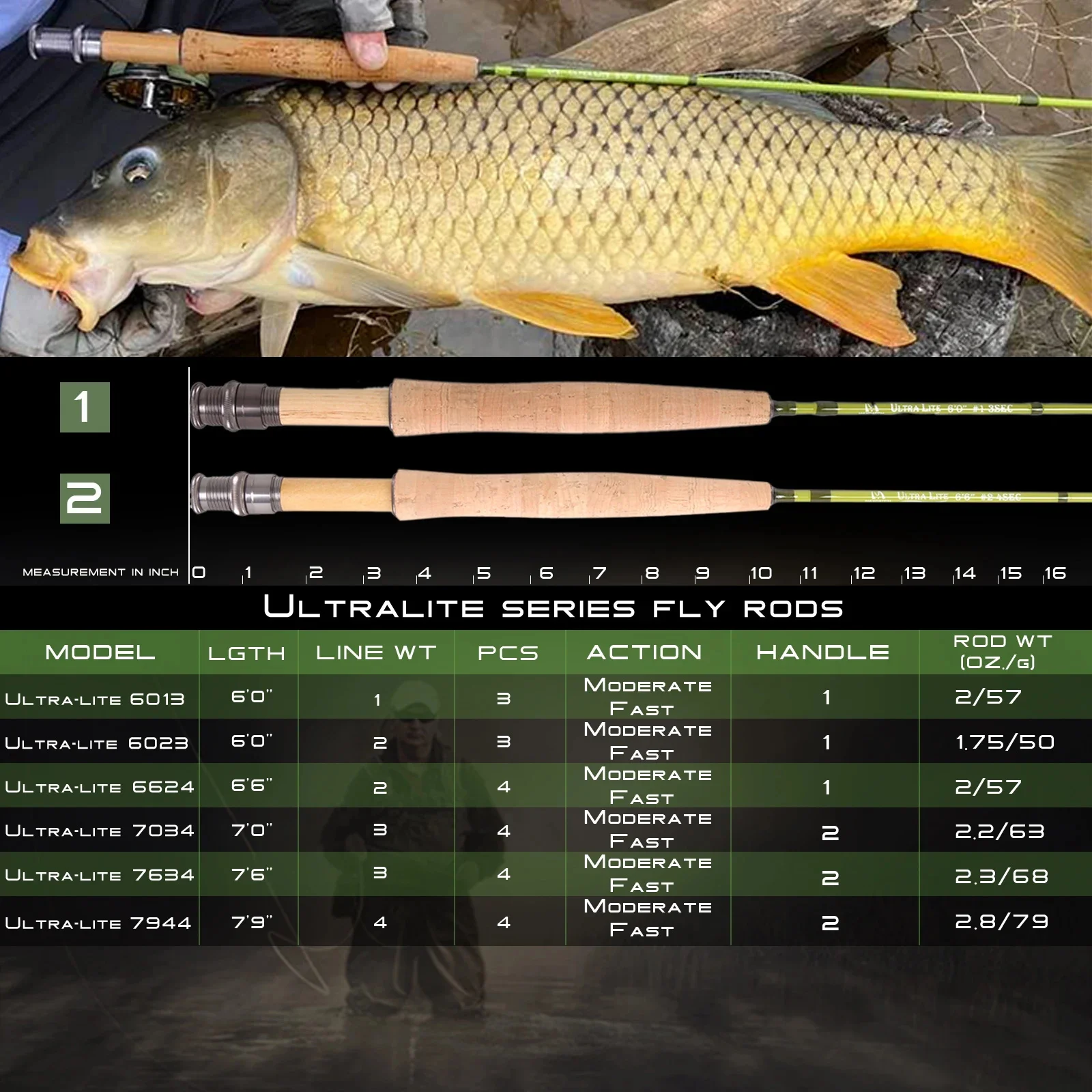 Imagem -02 - Maximumcatch-light Fly Pesca Rod 30t Médio Rápido Tubo Rígido para o Pequeno Córrego Creek 3wt