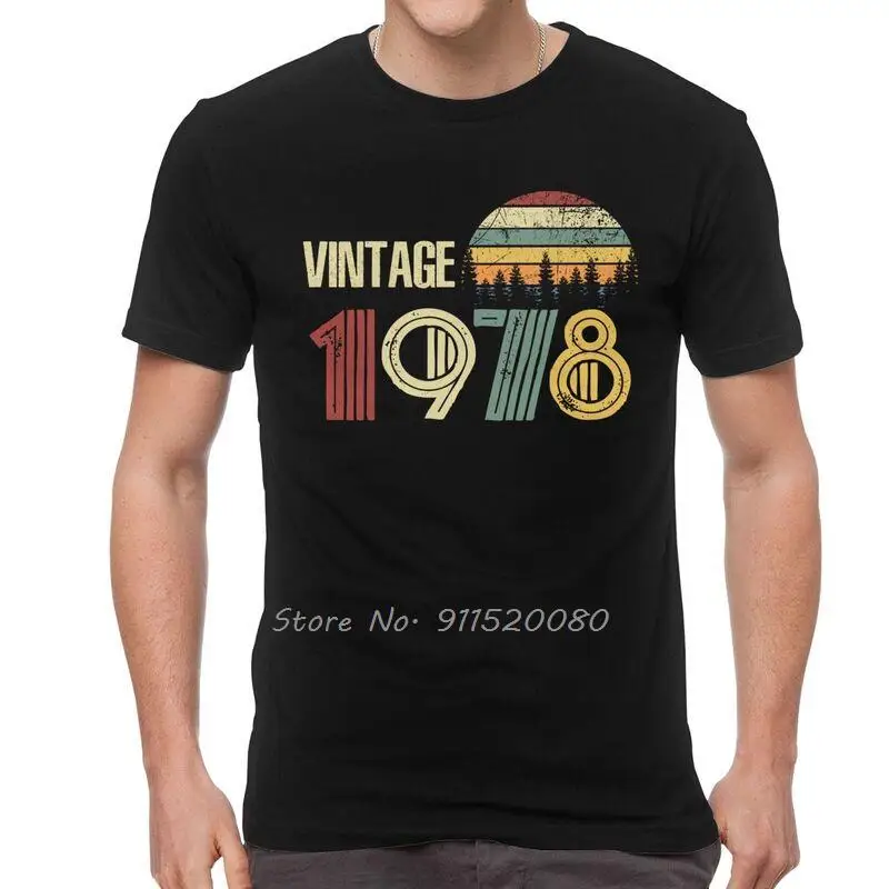 Vintage 1978 Tshirts Men Harajuku Tee Tops  Cotton T Shirt  Happy Birthday Gift T-shirt Gift Streetwear Harajuku