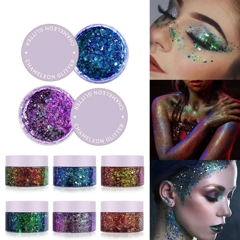 30ml Body Glitter Gel Face Hair Nail Lip Glitter Gel Lasting Sparkling Liquid Eye Shadow For Festival Party Glitter Bar Makeup