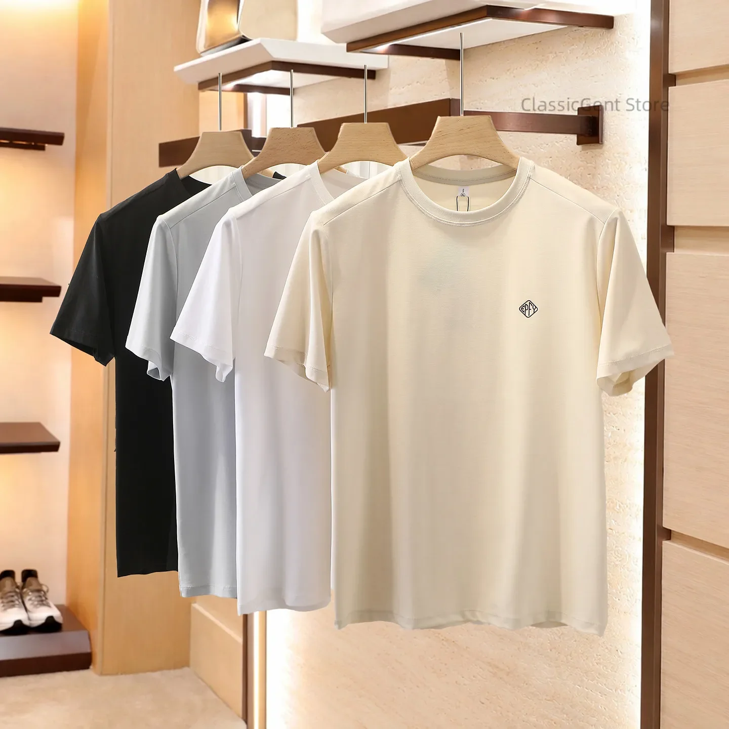 Europe, America, there are large-size men's summer cool and breathable round neck short-sleeved T-shirts.