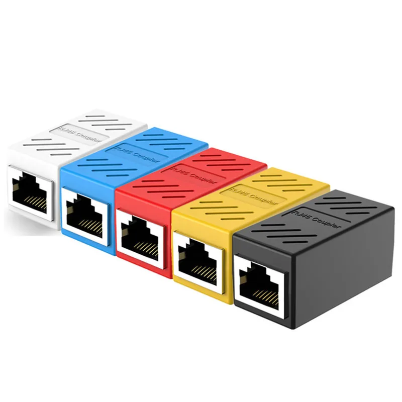 Złącze RJ45 Łącznik Cat7 Cat6 Cat5e Żeński przedłużacz RJ 45 Adapter do kabla Ethernet Czarny Niebieski Czerwony Biały Żółty