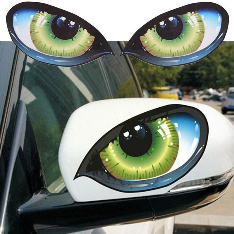 2Pcs Car Stickers 3D Stereo Reflective Cat Eyes Car Sticker Creative Rearview Mirror Sticker Decals Universal Eyes stickers