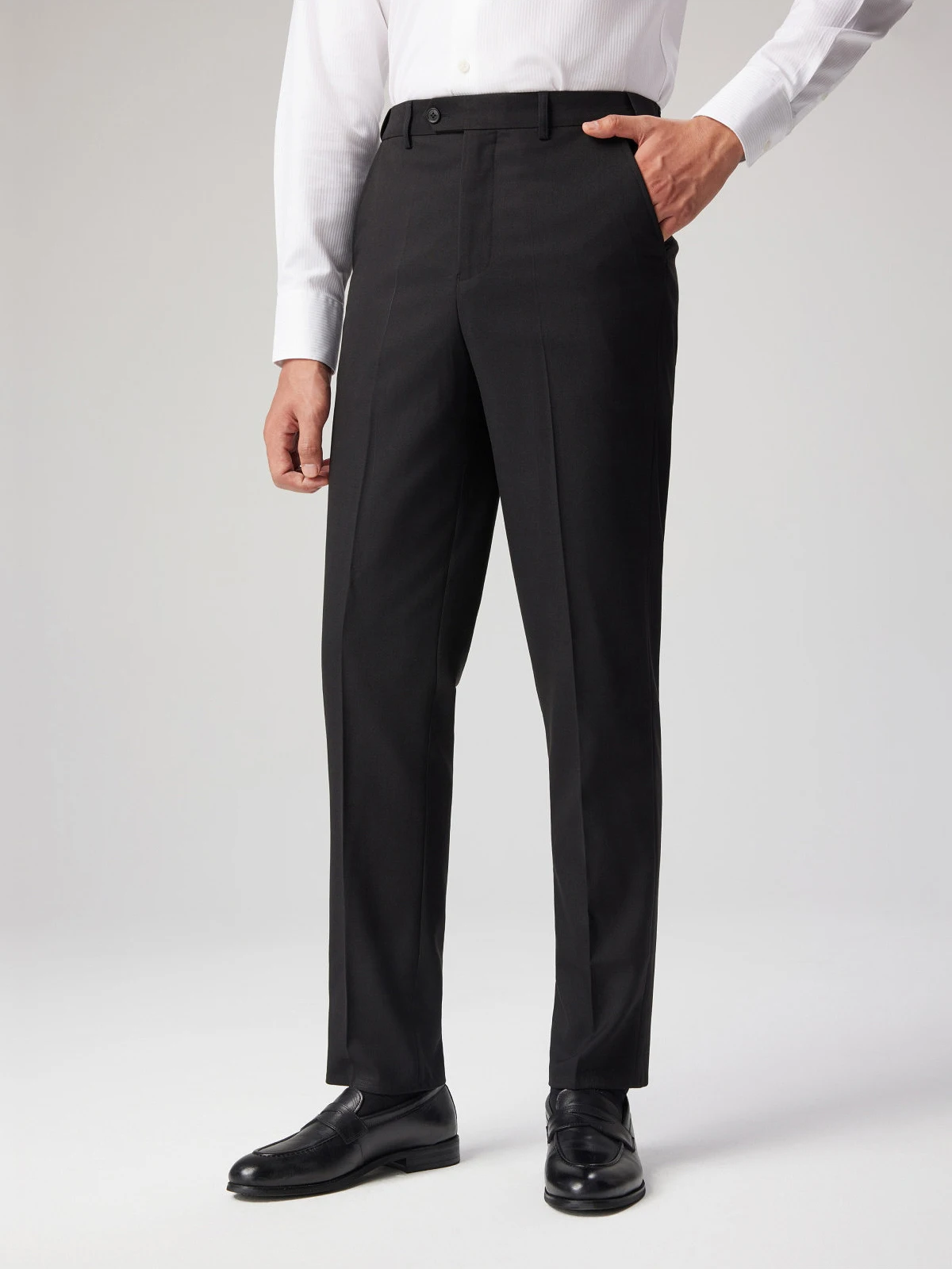 

Мужские черные классические брюки из 6% шерсти, удобные в уходе брюки прямого кроя с драпировкой премиум-класса для деловых костюмов и профессиональной офисной одежды