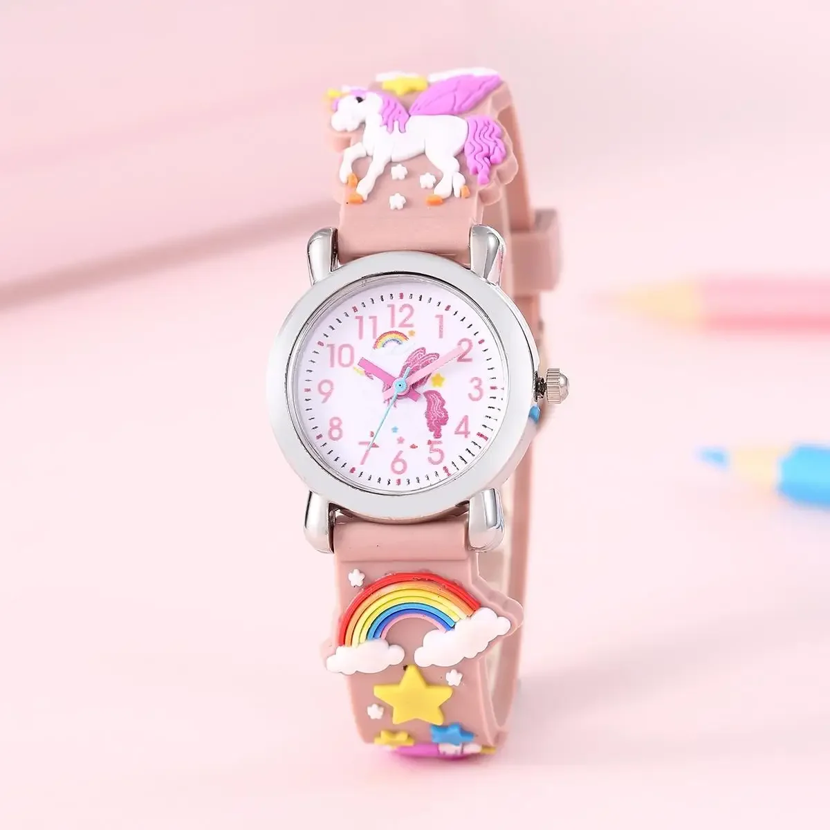 Montre à quartz avec bracelet en silicone pour enfants, montre de dessin animé pour enfants, temps d'étude pour fille, document de bonbons mignon, motif Nairobi Orn, cadeau d'anniversaire