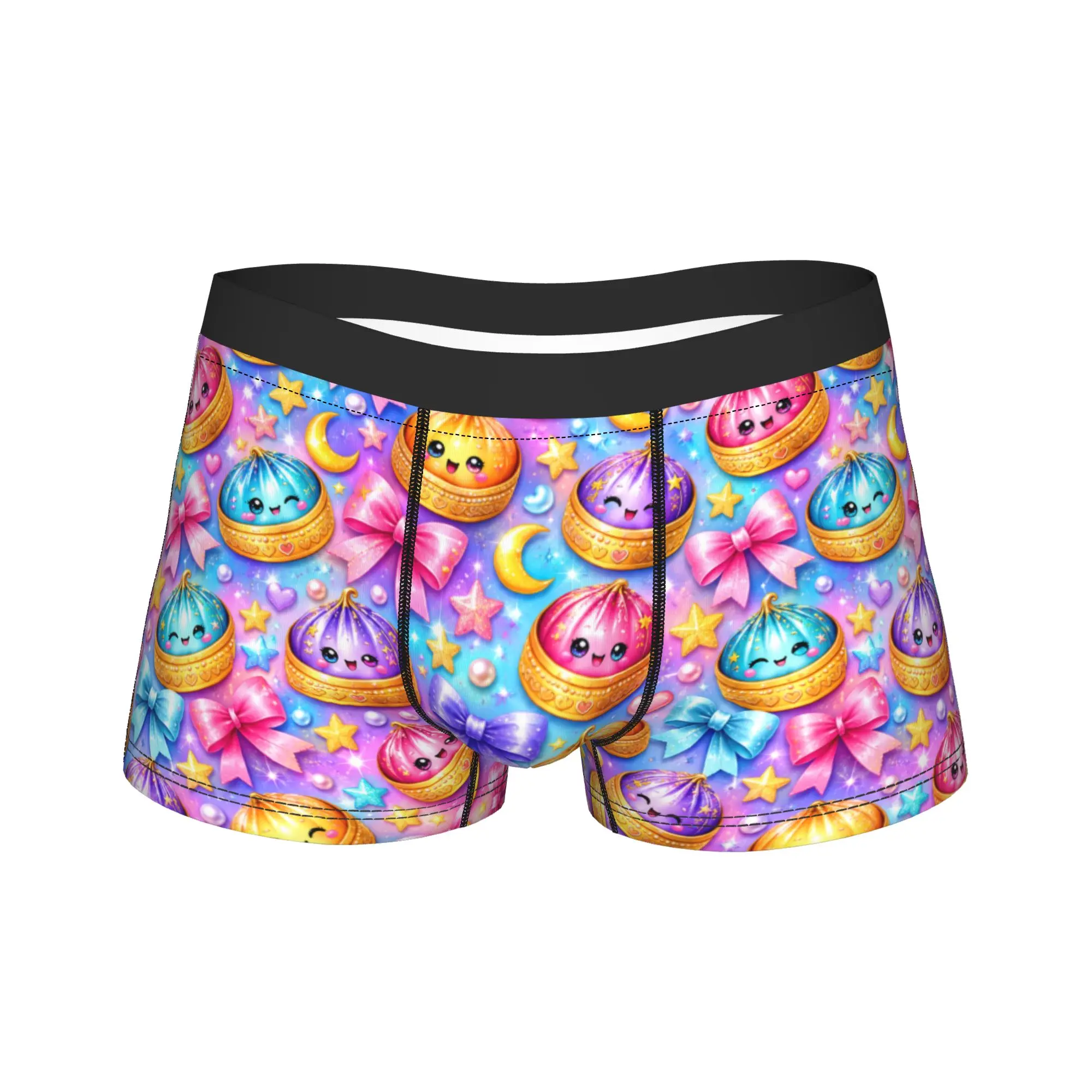 Kawaii Xiaolongbao Ribbon Underwear  Design Trunk Trenky Male Underpants Soft Trend Boxer Brief Birthday Gift