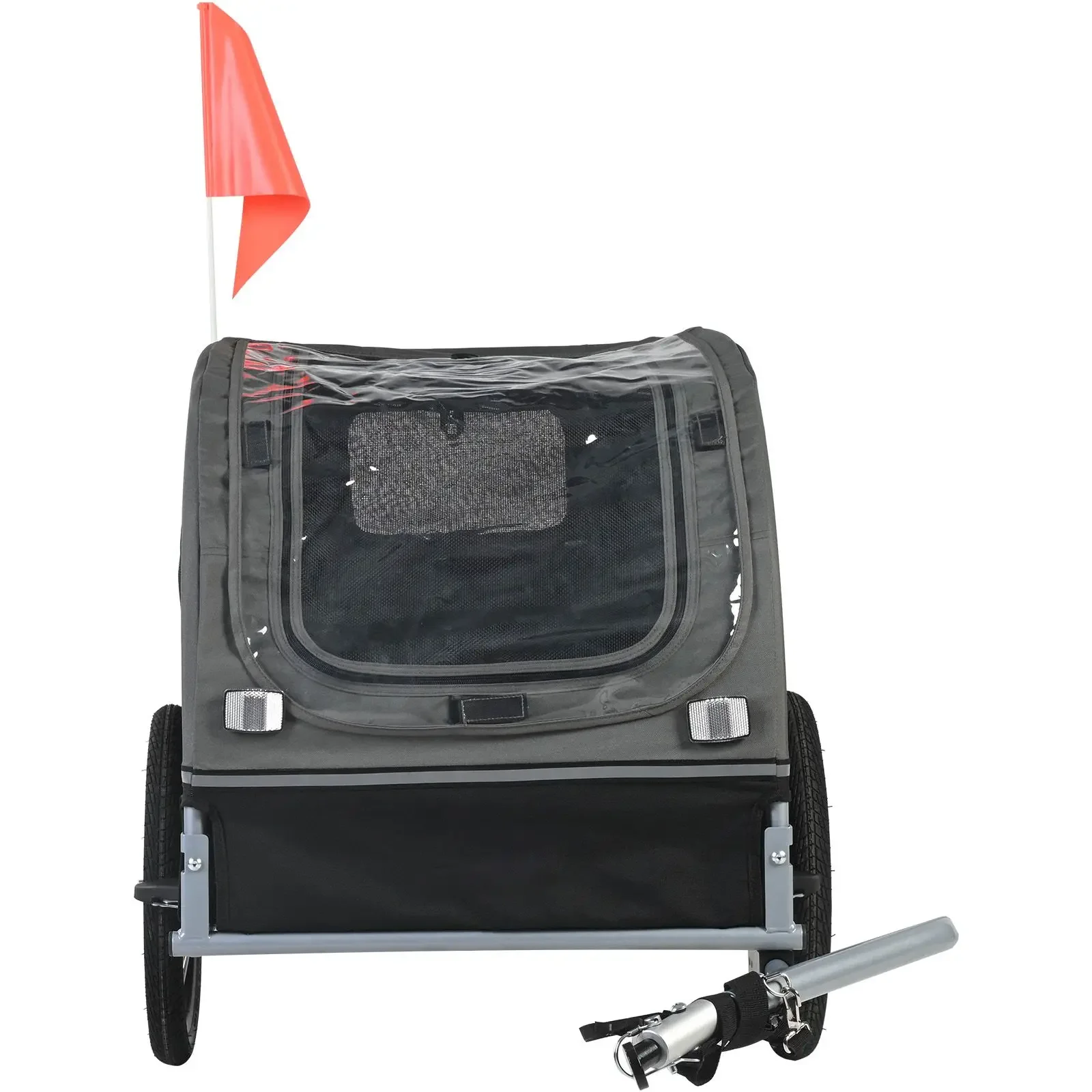 Dog Bike Trailer, Supports up to 88 lbs, Pet Cart Bicycle Carrier, Easy Folding Frame with Quick Release Wheels, Universal Bicycle Coupler, Reflectors, Flag, Collapsible to Store, Black/Gray - view 7