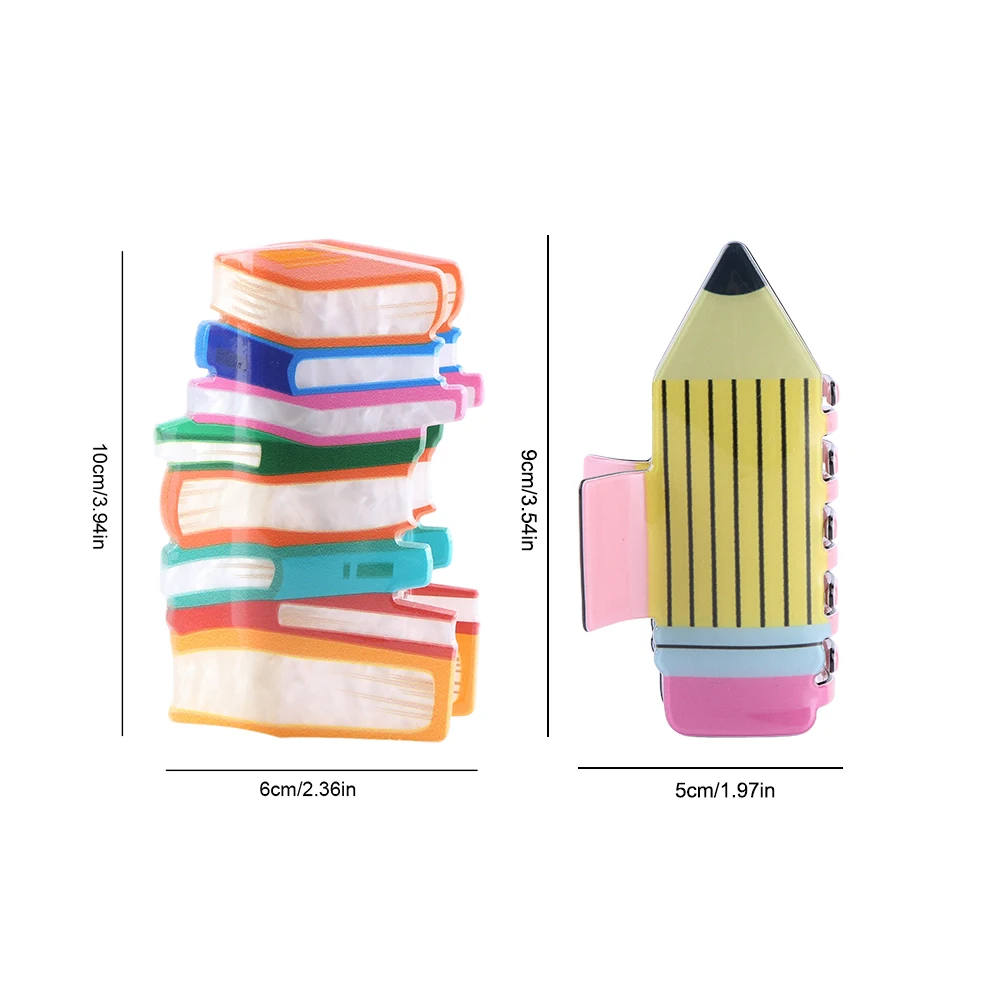 2 قطعة مقاطع الشعر العودة إلى المدرسة مضحك قلم رصاص لطيف المشابك الشعر الإبداعية قلم رصاص على شكل مخلب كليب إكسسوارات الشعر