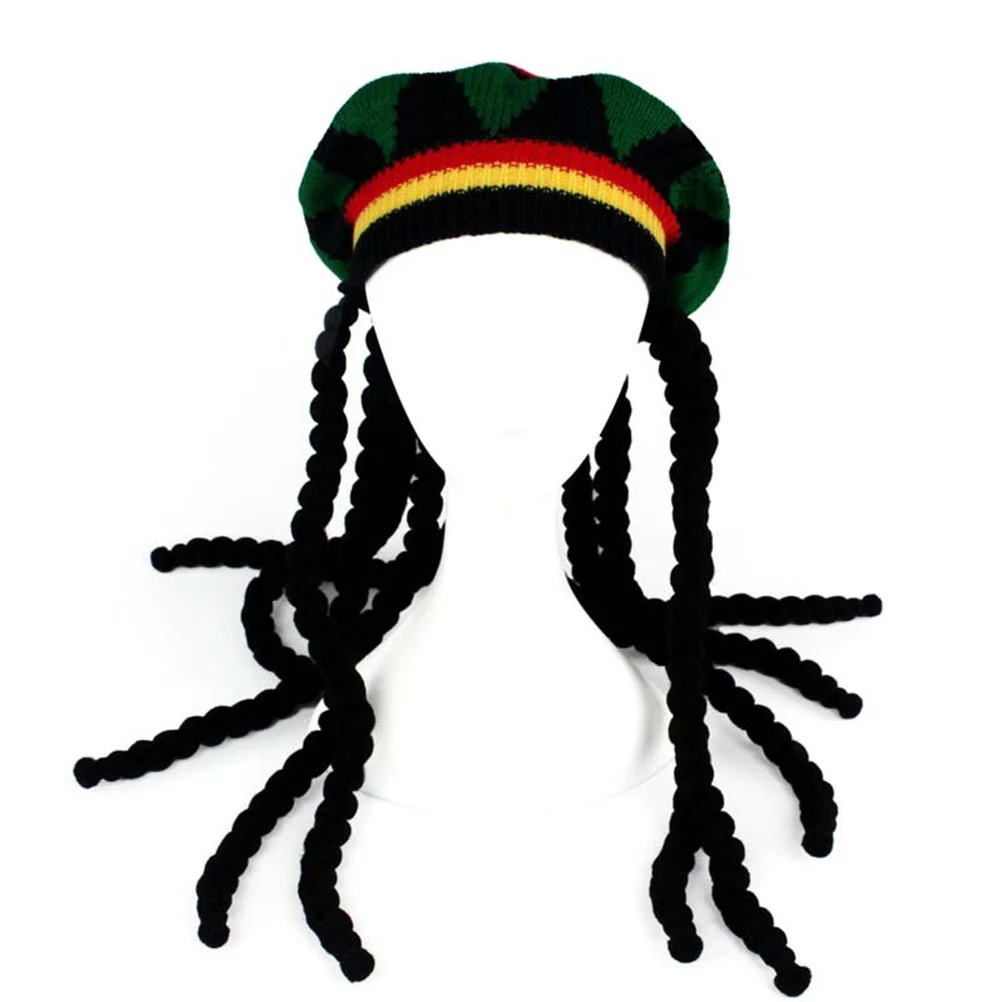 

1Pcs Jamaican Hair Hat Knitted Beanie Multicolor Braided Cool Funny Hat for Party Celebration Entertainment
