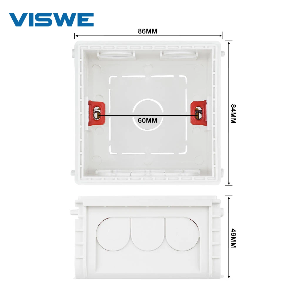 VISWE Socket Switch Adjustable Mounting Box Internal Storage box 86mm*84mm*50mm for 86 type Wall switch socket fixer blackbox