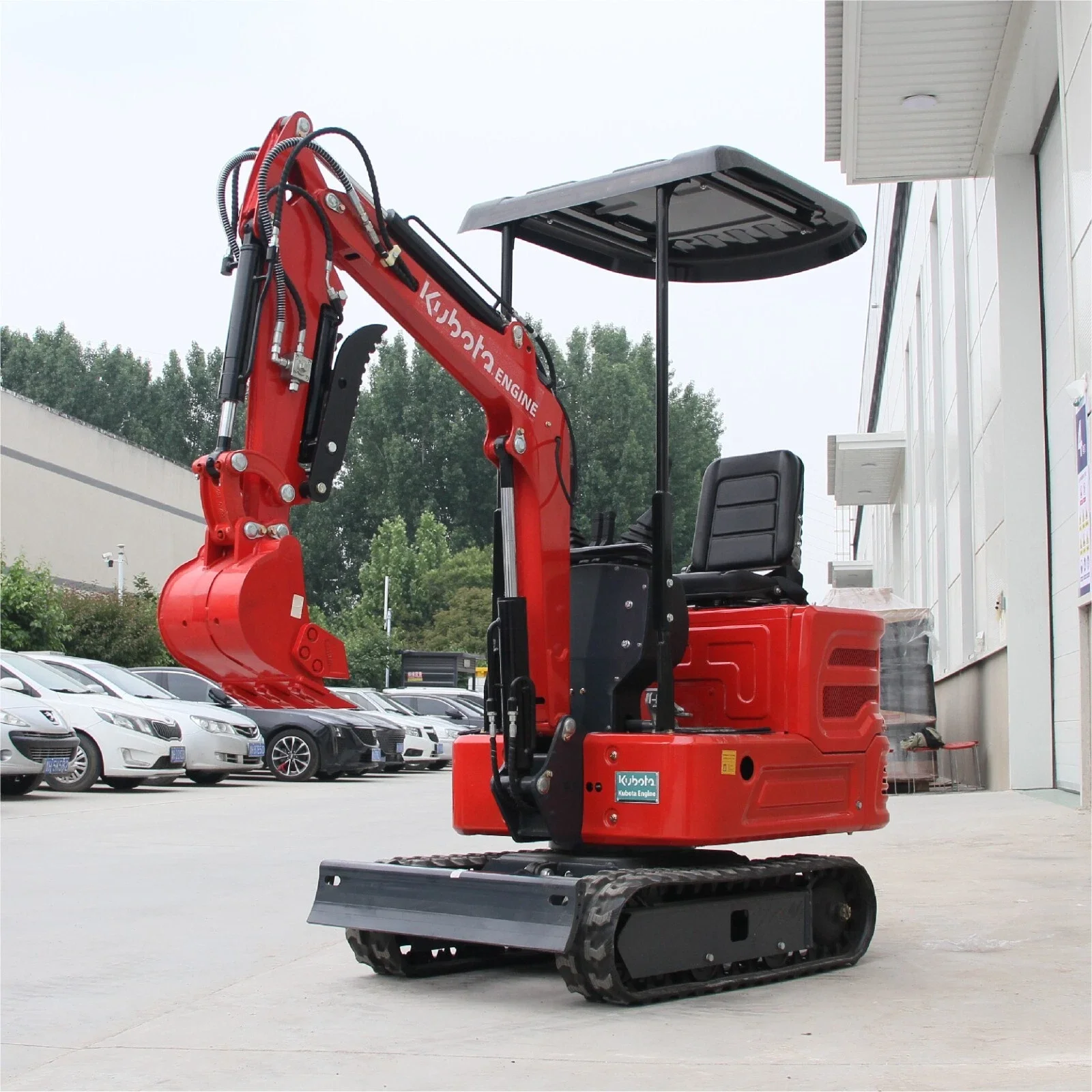 1.1Ton red Kubota Engine Mini Excavator Hydraulic Thumb Tracked Crawler Diesel free Shipping