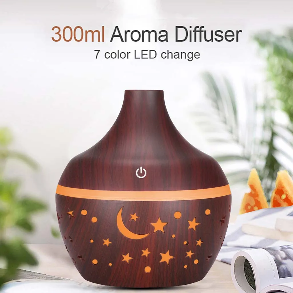 1PC Portable Air Humidifier Mini USB Ultrasonic Aroma Essential Oil Diffuser Wood LED Night Light Electric Aromatherapy Home