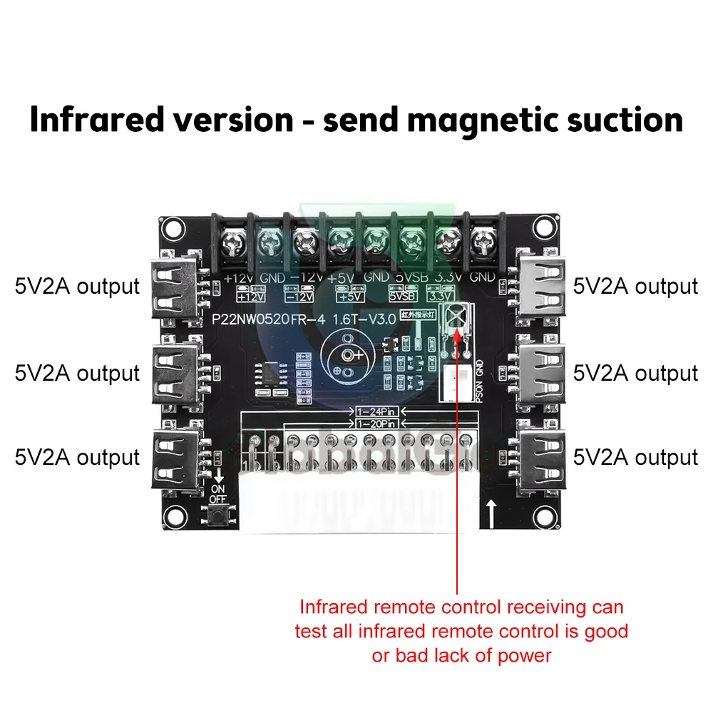 20/24 pinów ATX moduł tabliczki zaciskowej złącze adaptera wsparcie + 12V/-12v/+ 5V/5VSB/+ 3.3V z funkcją podczerwieni