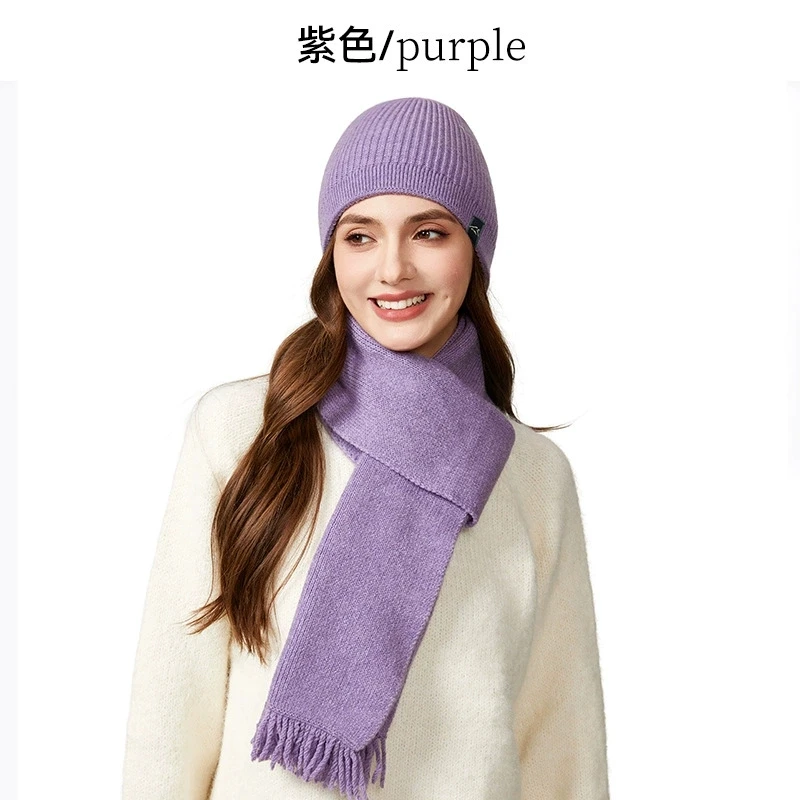Set cappello caldo unisex e sciarpa per il collo per protezione dal freddo all'aperto Berretto di lana lavorato a maglia con copriorecchie per uomo e donna
