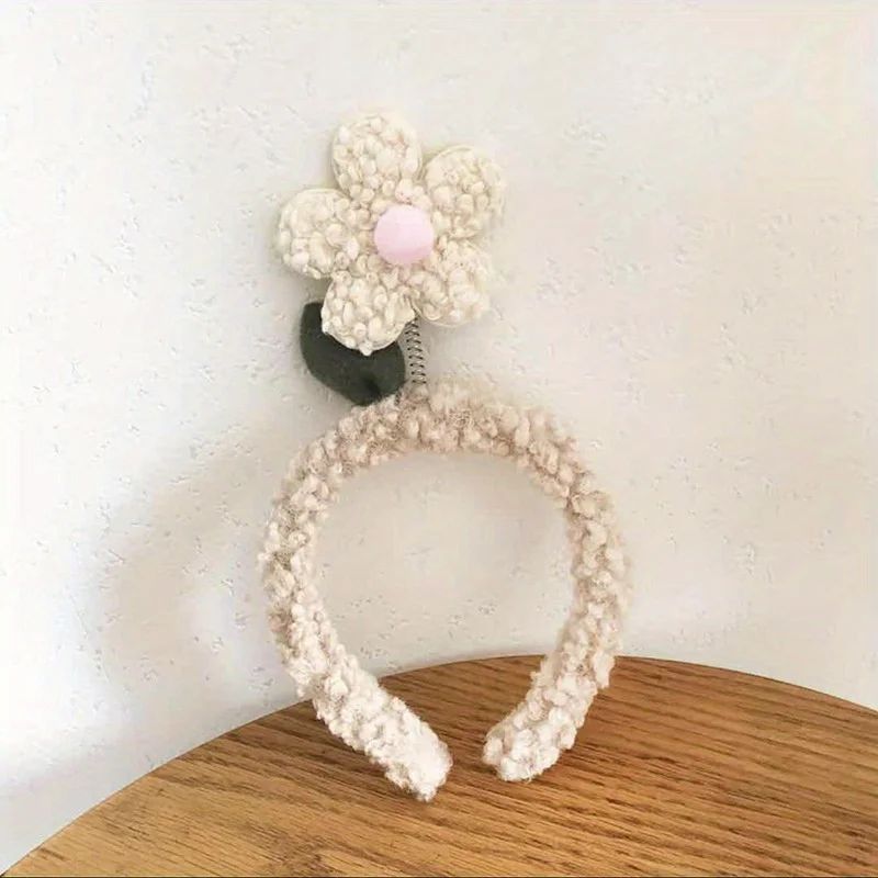 

Candy Color Crochet Flower Headband Wool Blend Soft Hair Hoop for Women And Girls Daily Fashion Accessory Face Washing Friendly