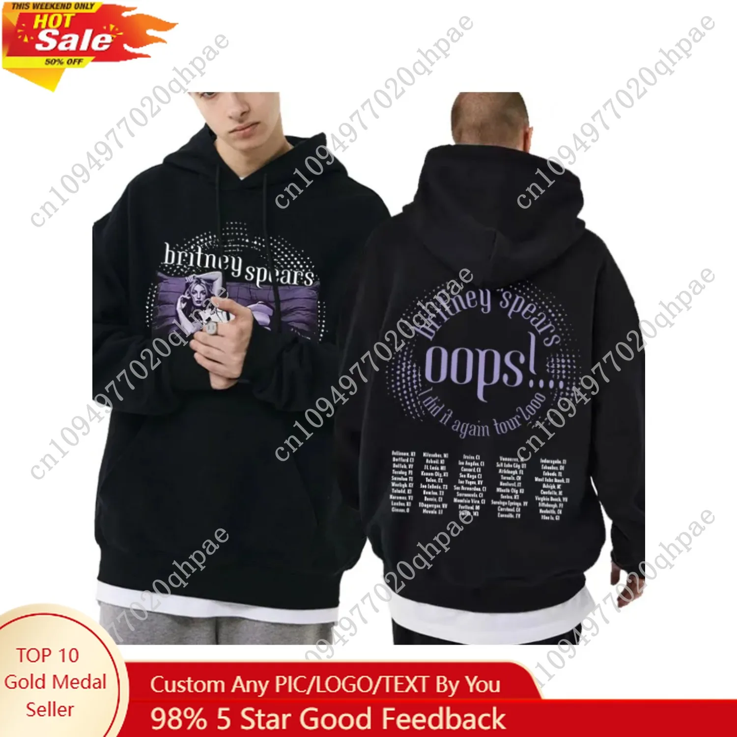

Britney Spears Oops I Did It Again Tour 2000 Hoodie Fans Gift Men's Women's Clothing Fleece Vintage Hoodies Male Casual Pullover