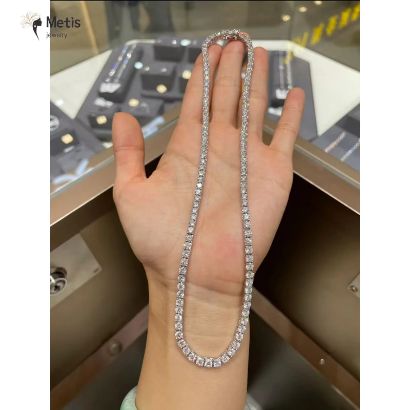 3mm 925 Sterling Silver Double Lock Moissanite Tennis Necklace Bracelet D VVS1 Diamond with Certificates Neck Chain Fine Jewelry view 6