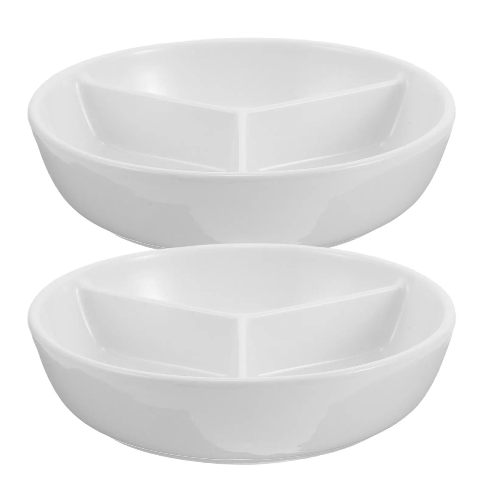 2Pcs Ceramic Cereal Bowl Japanese Style 3 Section Deep Plate 16Cm Crunchy Milk Separator Microwave Safe Portion Control