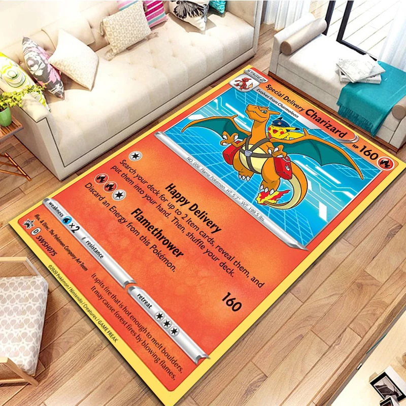 Pokemon Card Series Anime Poster Large Area Rug 3D Carpets Home for Living Rooms Kids Bedroom Sofa Doormat Decor Child Floor Mat