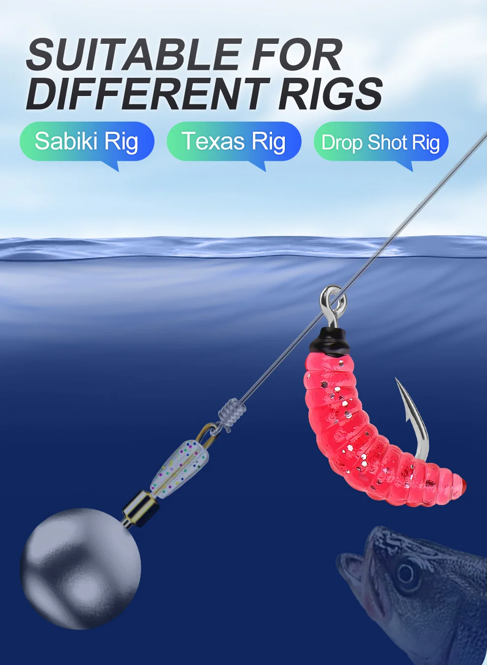 WEIHE 5 Farben Künstliche Weicher Köder Combo Mini Mehlwurm Köder Kit Made Köder Süßwasser Salzwasser Wobbler Pesca Köder Box – Detail 10
