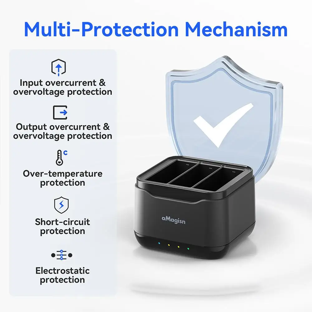 Three-channel Battery Charger For Insta360 AcePro2 With Charging Indicator Light Fast Charging Battery Storage Compartment K2H1