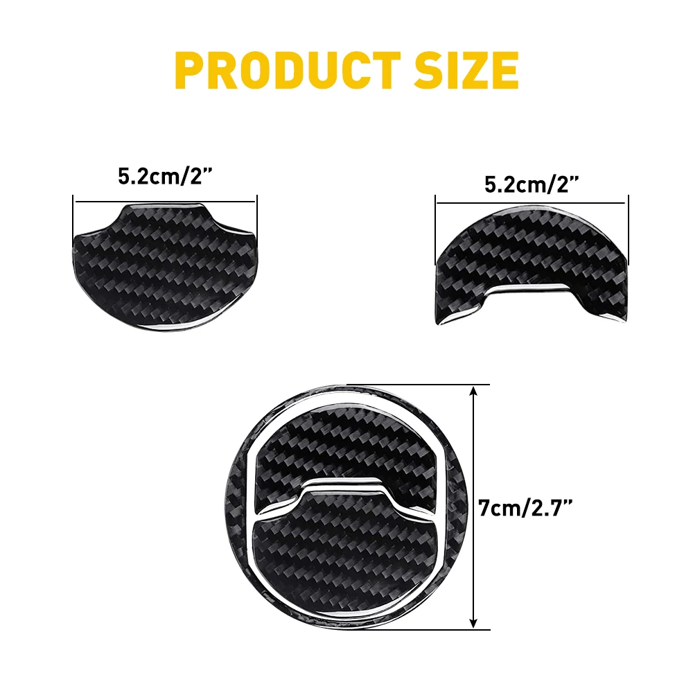 3Pcs Carbon Fiber Interior Trim Sticker For Ford Mustang 2015 2016 2017 2018 2019 2020 Accessories Car Air Vent Outlet Stickers