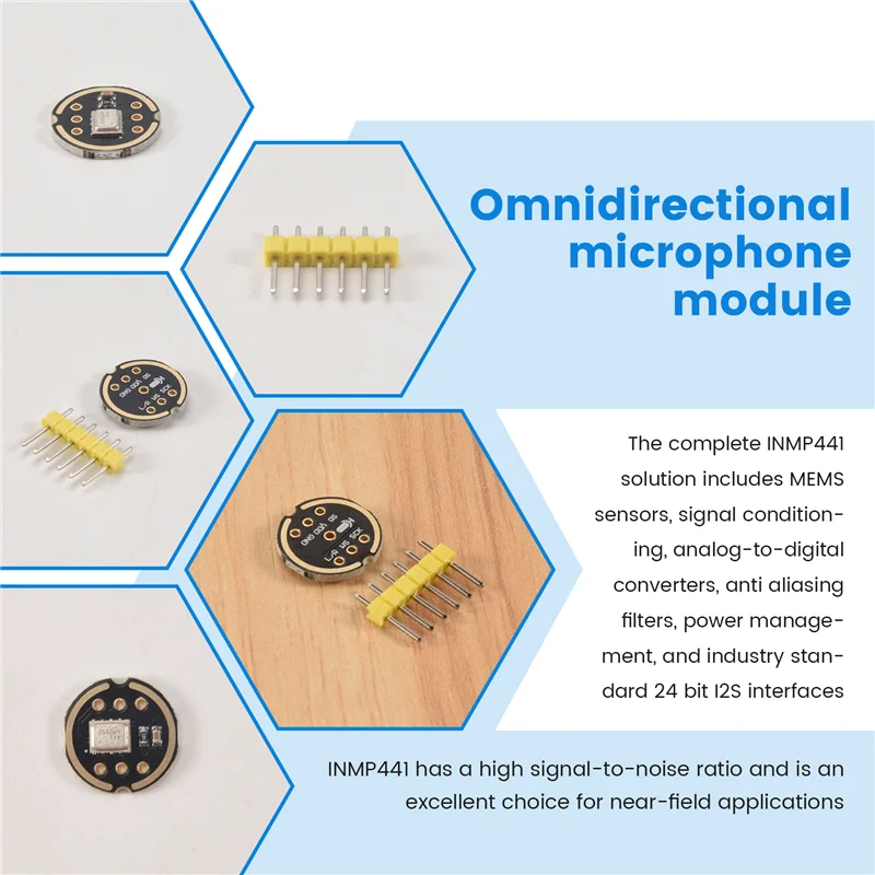 【Shopper’S Favorite】5Pcs INMP441 Omnidirectional Microphone Module MEMS High Precision Low Power I2S Interface Support ESP32