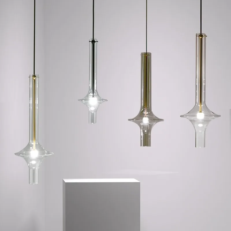 

Modern minimalist glass tube pendant light Nordic designer staircase restaurant bar display window LED bedroom bedside lamp
