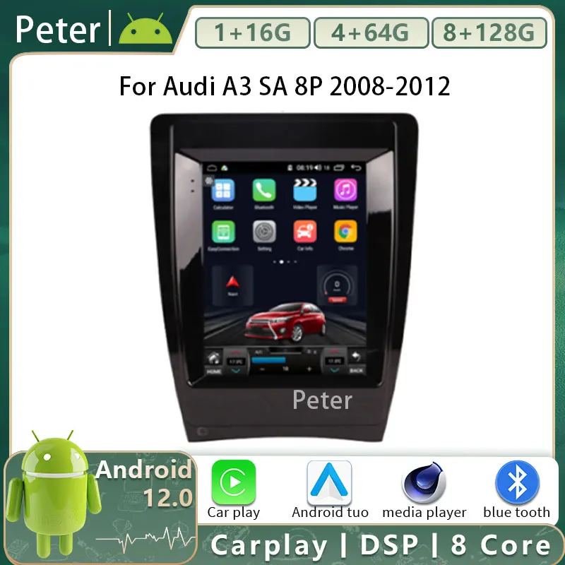 

Android 13 For Audi A3 SA 8P 2008-2012 Autoradio Car Radio Multimedia Player DSP Wifi 4G Music Navigation GPS Stereo Video