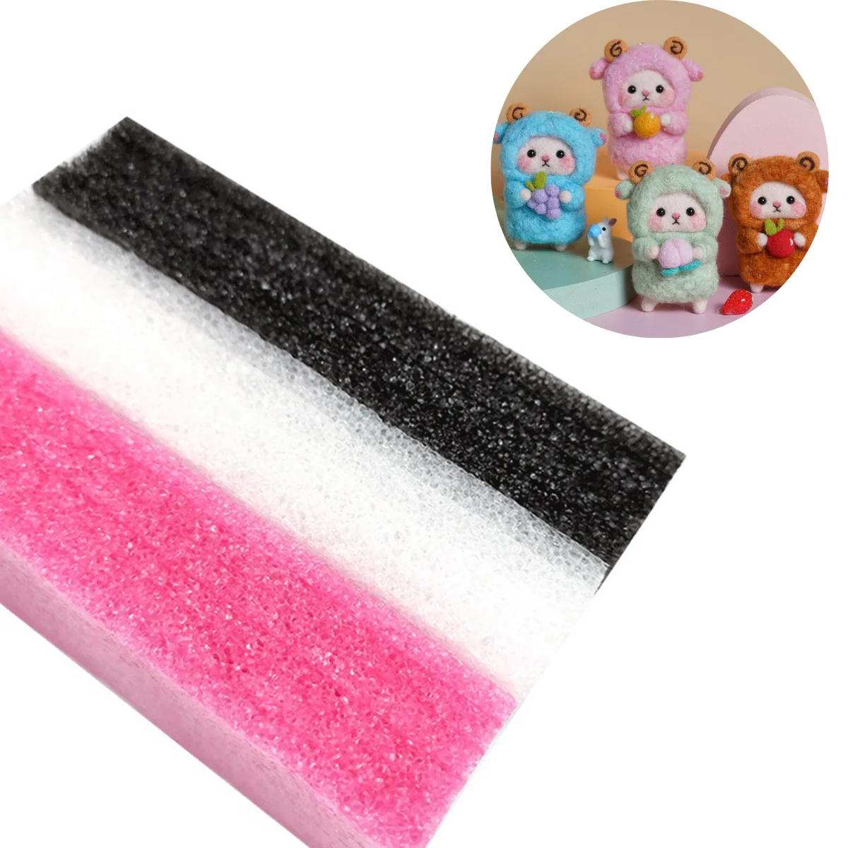 3 Colors Wool Felt DIY Workplace Mat White Foam Needle Felting Poked Pad Sewing Accessories Tools Felting Craft Handmade