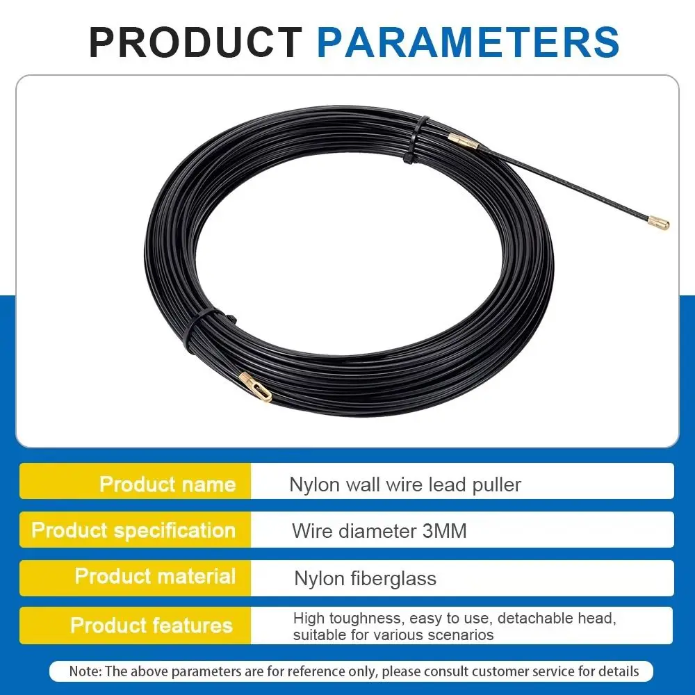 1Roll Durable 5/10/15/20/25/30M Cable Puller 3mm Nylon Wall Wire Lead Electrician Spring Tape Guide Push Puller Wiring Aid Tool