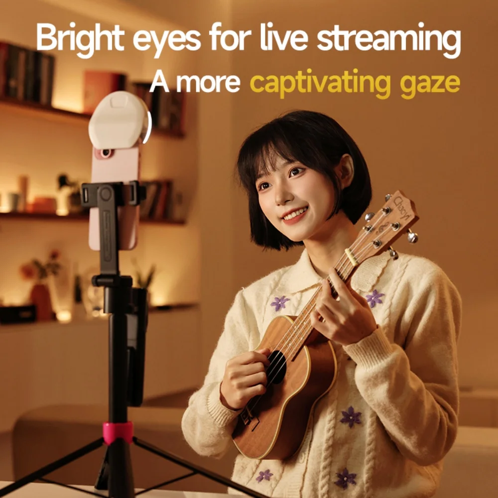 Universal D7 Portable Macaron Color Cell Phone Light Photo and Video Splicing Mini Ring Light, laptop Selfie Light with Clip