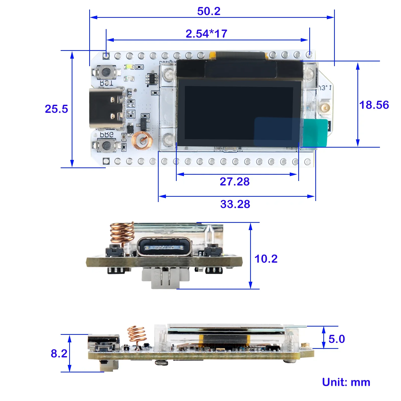 

LoRa 32 V3.2 IoT Dev-board 868MHZ 915MHZ WiFi BT ESP32 S3 Type-C SX1262 OLED Display Lora Kit for Arduino LoRaWAN Meshtastic