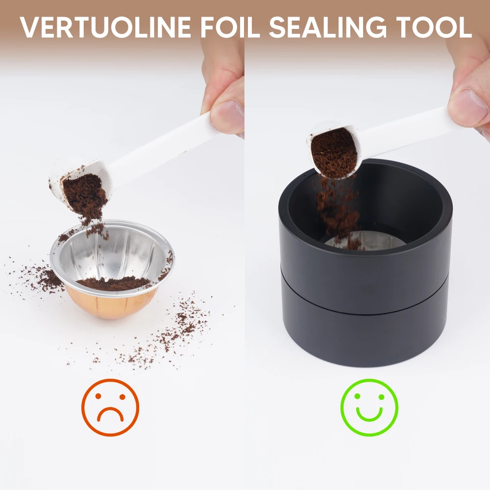 NEW icafilas Reusable Vertuo Capsule Holder Refill Kit for Nespresso Vertuoline Pod with 100 Pcs Aluminum Foil Seals